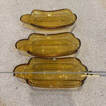 Set of 3 Vintage Amber Indiana Glass  Ice Cream Sundae Boat Dishes - $14.00