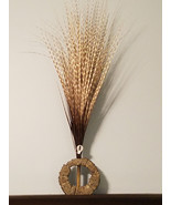 Artificial Grass Decor Floral Arrangement In Stone Vase w/ Glass Insert ... - £31.88 GBP