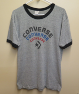 Vintage 70s 80s Converse Soft Thin 50/50 Gray Black Ringer Shirt fits Sz... - £224.07 GBP