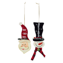 Ornament 2d Wood Snowman/Santa, 2 assorted SHIPS IN 24 HOURS - MJ - £15.63 GBP