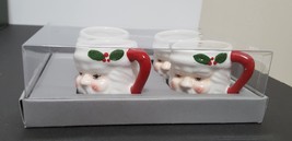 NEW RARE Pottery Barn Set of 4 Santa Claus Shot Glasses 1 OZ Earthenware - £32.06 GBP