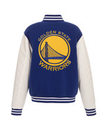 NBA Golden State Warriors Reversible Fleece Jacket PVC Sleeves Embroider... - £106.04 GBP