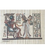 Framed Throne of King Tutankhamun &amp; Queen Ankhesenam Egypt Papyrus Art P... - $371.24