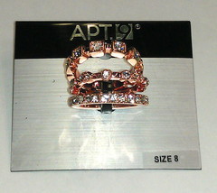 Apt. 9 Set of 3 Size 8 Bronze Rings with Rhinestone Crystals - £7.18 GBP