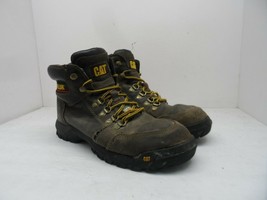 CATERPILLAR Men&#39;s Outline Steel Toe Steel Plate Leather Boots P720996 Brown 9.5W - £61.11 GBP