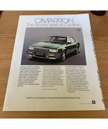 Cadillac Cimarton Luxury Sedan Car 1987 Vintage Print Ad Original - $9.49