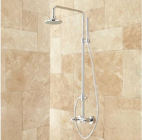 Primary image for New Chrome Stiles Exposed Pipe Shower System with Rainfall Shower Head, Hand Sho