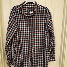 Chaps Men&#39;s Plaid Long Sleeve Shirt Red White Blue Gray Size L - £20.23 GBP