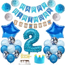 2Nd Birthday Party Supplies For Boys I Am Two Banner Number 2 Foil Pap - £30.80 GBP