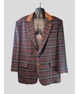 HENRY COTTONS Donegal Tweed  Wool Plaid Leather Collar Quilted Lining Bl... - $1,797.14 MXN