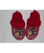 Disney Store Mickey &amp; Pluto Boys Christmas Red Plaid Slippers Size 11/12... - $12.99