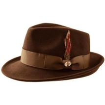 Men BENTLY HEADWEAR Hat Australian Wool Pinch Front Fedora Hudson HU421 Brown image 4