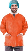 Disposable Lab Jackets; 30&quot; Long. Pack of 100 Orange Hip-Length Work Gowns Mediu - £488.33 GBP