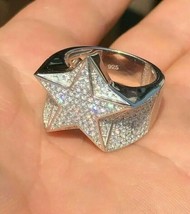 Sólido 925 Plata Hombre o Mujer Rapero 3D Star Imitación Diamante Meñique Anillo - £73.91 GBP