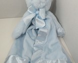 Bearington baby blue plush bear baby security blanket satin lovey - $20.78