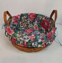 Vtg Longaberger Woven Traditions Darning Basket Leather Handles Lining 1... - £14.64 GBP