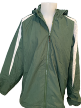 Sportek Green and White Hooded Fleece Lined Windbreaker Men&#39;s Size XL - $14.24