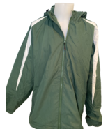 Sportek Green and White Hooded Fleece Lined Windbreaker Men&#39;s Size XL - $265.92 MXN