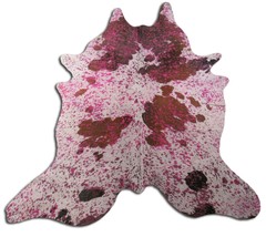 Pink Cowhide Rug Size: 8.5&#39; X 6.5&#39; Pink/Brown Acid Washed Cowhide Rug P-064 - £263.94 GBP