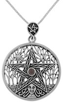 Jewelry Trends Celtic Goddess Pentacle Sterling Silver Pendant Necklace 18&quot; with - £54.02 GBP