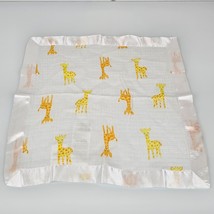 Aden + Anais Yellow Giraffes Muslin Security Blanket Lovey Satin Trim Mu... - $14.35