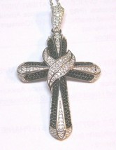 7.62 ctw Natural Thai Black Spinel &amp; Cambodian Zircon Cross Pendant in S... - $1,910.43 MXN