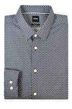 Boss Men&#39;s Navy Blue Printed Lukas Regular-Fit Button Down Shirt, 2XL XX... - £78.33 GBP