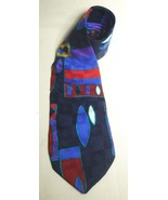 Vintage HALSTON 80s Wide Necktie Geometric Pattern Tie Black Red Teal Si... - $31.28 CAD