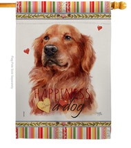 Red Golden Retriever Happiness - Impressions Decorative House Flag H110254-BO - £29.07 GBP