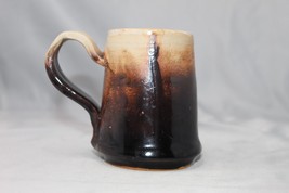 Handcrafted Pottery Stoneware Mug Heavy Coffee Tea Cup Brown to Beige Un... - £5.38 GBP
