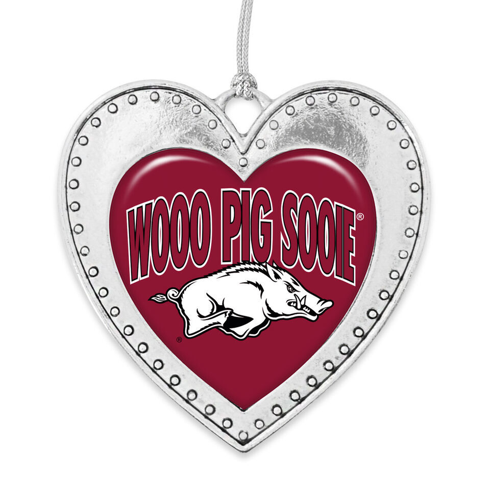 43438 Arkansas Razorbacks Heart Christmas Ornament