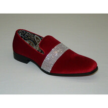Men Formal shoes After midnight Velvet silver Crystal Slip on 6715 Red/Silver image 3
