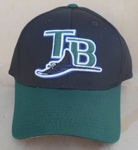 Tampa Bay Rays Black With Green Brim Adjustable Ball Cap Youth Size Snapback - £6.33 GBP