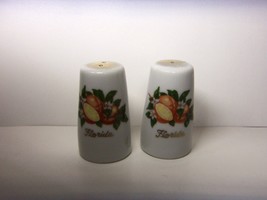 Florida Oranges Souvenir Ceramic Salt &amp; Pepper Shakers Vintage Unused - £13.12 GBP