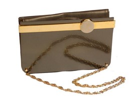 Vintage Clutch Purse Gray Lucite  Meyers 1970’S Chain Handle Unique Look - $36.37