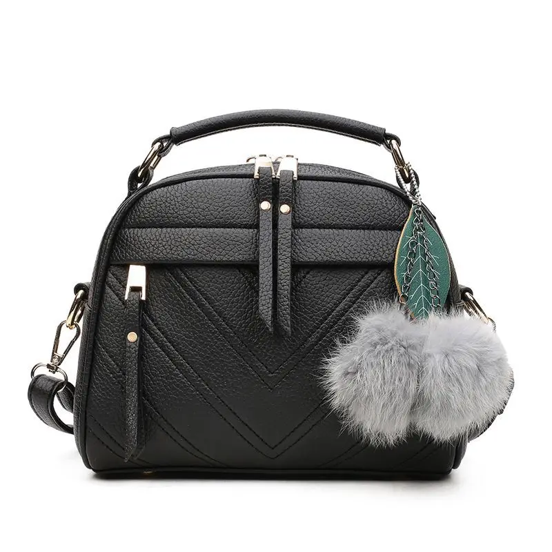 S new pu leather handbag inclined shoulder bag women crossbody handbags bag ball tassel thumb200