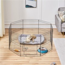 Metal Pet Playpen 8 Panel 24&quot; Foldable Playpen Fence For Puppy/Small Ani... - £51.95 GBP