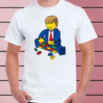 [New] Men's Funny Novelty Trump Tee Shirt Lego Toys Mega Blocks Mens Size Large - $27.99