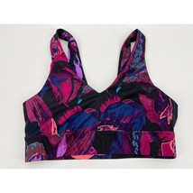 All In Motion Sports Bra Sz M Purple Pink Blue Abstract Print - £11.55 GBP