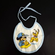Vintage Playskool Walt Disney Babies Bib Mickey and Pluto Catch Cloth Vinyl - £11.04 GBP