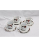 Poinsettias Ribbons Christmas 4 Cups and 4 Saucers Xmas - €7,61 EUR