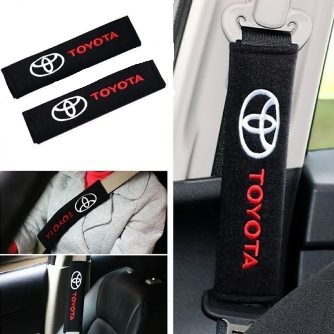 Toyota Embroidered Logo Car Seat Belt Cover Seatbelt Shoulder Pad 2 pcs - $12.99