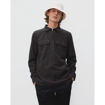 Everlane Mens The Quarter-Zip Popover Shirt Long Sleeve Black M - £34.12 GBP