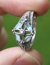 vintage sterling silver ring red AQUAMARINE gothic 925 size 9 ESTATE SALE - £39.81 GBP