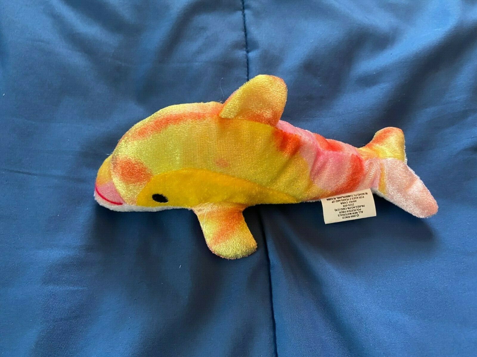 2009 Rinco Small 7" Dolphin Plush Yellow/Red *NEW* gg1 - $7.99