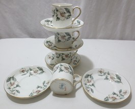 Vtg Crown Staffordshire Set 4 Demitasse Cups and Saucers Pear Blossom England - £46.98 GBP