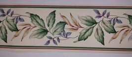 York Decorative Wall Border  - Blue Green Brown Leaves 5 yds - Pre-pasted - $10.88