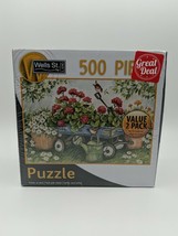 500 piece Puzzle Two Pack Wells St. by Lang Garden Wagon And Watering Ca... - £9.73 GBP