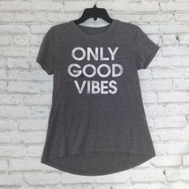 Modern Lux Only Good Vibes T Shirt Womens Medium Graphic Gray Short Sleeve Top - £12.01 GBP