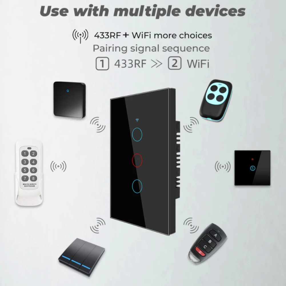 House Home Tuya Smart WiFi+RF433 Light Switch Touch US EU 1/2/3/4gang Switch Sma - £24.38 GBP